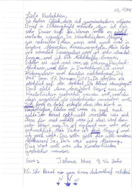 Brief von Ishema Kane an die Zeitung "Die Zeit", Januar 2013
