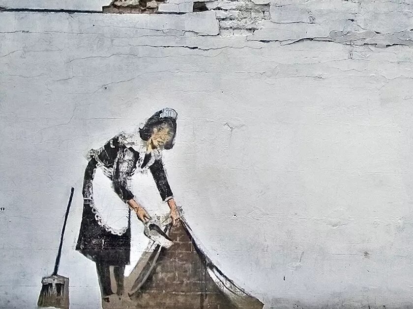 Banksy's Housemaid, Graffiti in Camden-London, UK