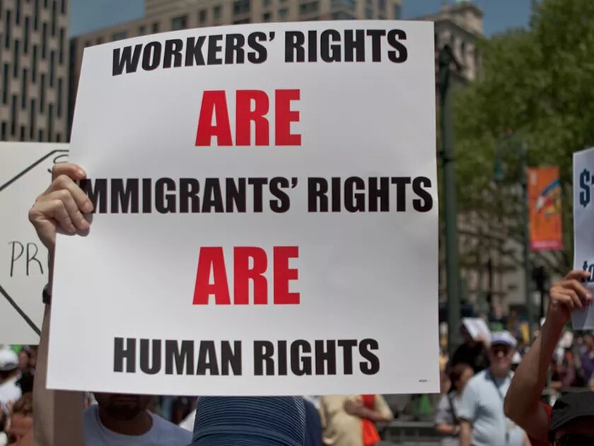 Protest sign for worker's rights