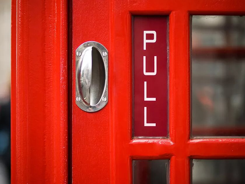 Pull sign on door