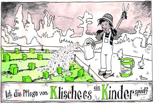 "Ist die Pflege von Klischees ein Kinderspiel" Illustration aus dem Buch "machtWorte!" "Ist die Pflege von Klischees ein Kinderspiel" Illustration aus dem Buch "machtWorte!"