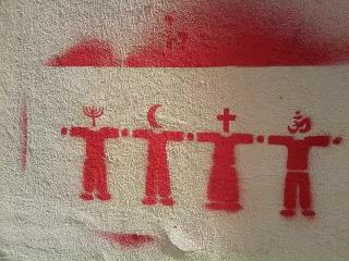 Graffiti religiöser Symbole