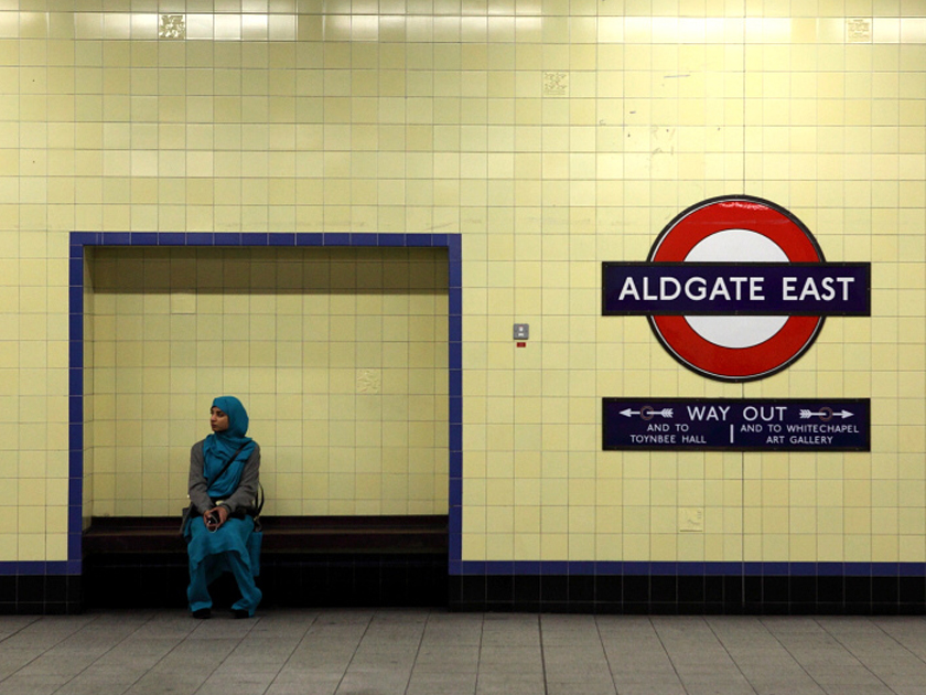 Muslim girl in London underground Muslim girl in London underground
