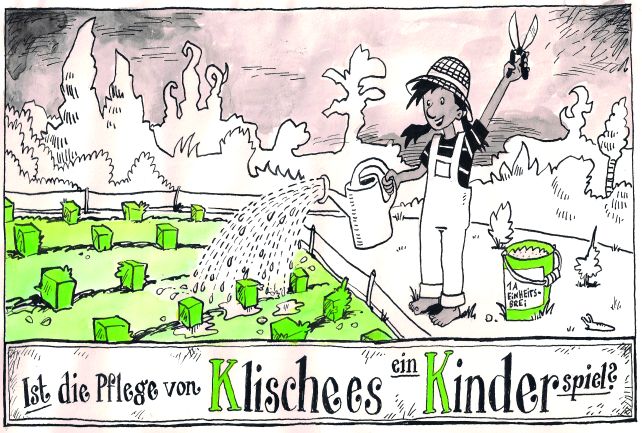 "Ist die Pflege von Klischees ein Kinderspiel" Illustration aus dem Buch "machtWorte!" "Ist die Pflege von Klischees ein Kinderspiel" Illustration aus dem Buch "machtWorte!"