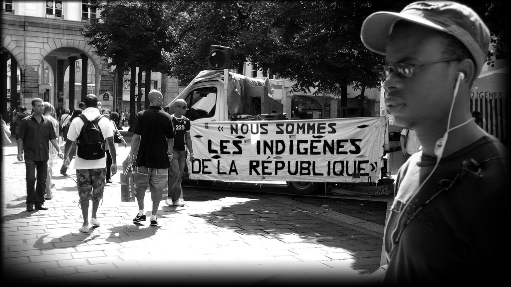PARIS .- antiracist Demonstration on the Bastille Day -- concerning racial discriminations -- by les "Indigènes de la République". PARIS .- antiracist Demonstration on the Bastille Day -- concerning racial discriminations -- by les "Indigènes de la République".